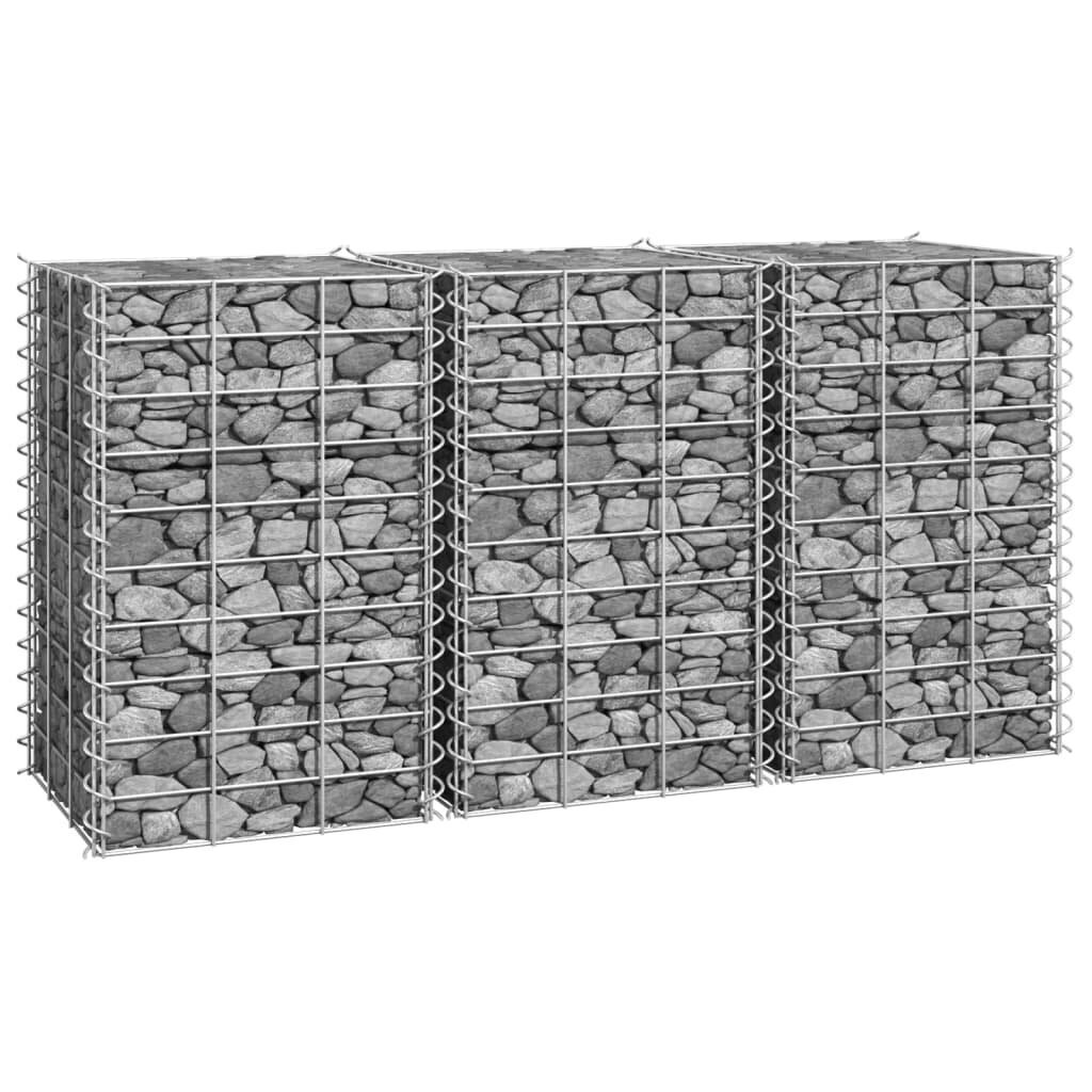 vidaXL gabioni/augstās puķu kastes, 3 gab., 30x30x50 cm, dzelzs cena un informācija | Podi stādiem un pārstādīšanai | 220.lv