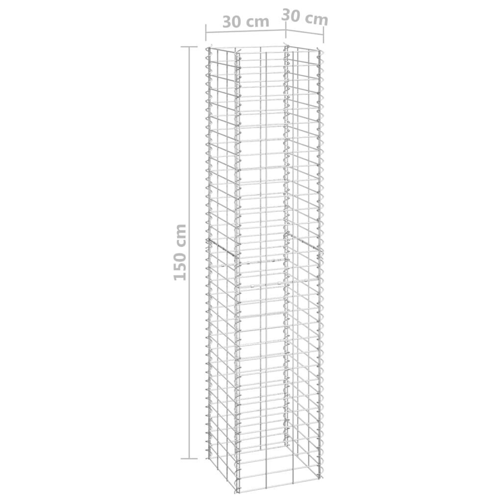 vidaXL gabioni/augstās puķu kastes, 3 gab., 30x30x150 cm, dzelzs cena un informācija | Podi stādiem un pārstādīšanai | 220.lv