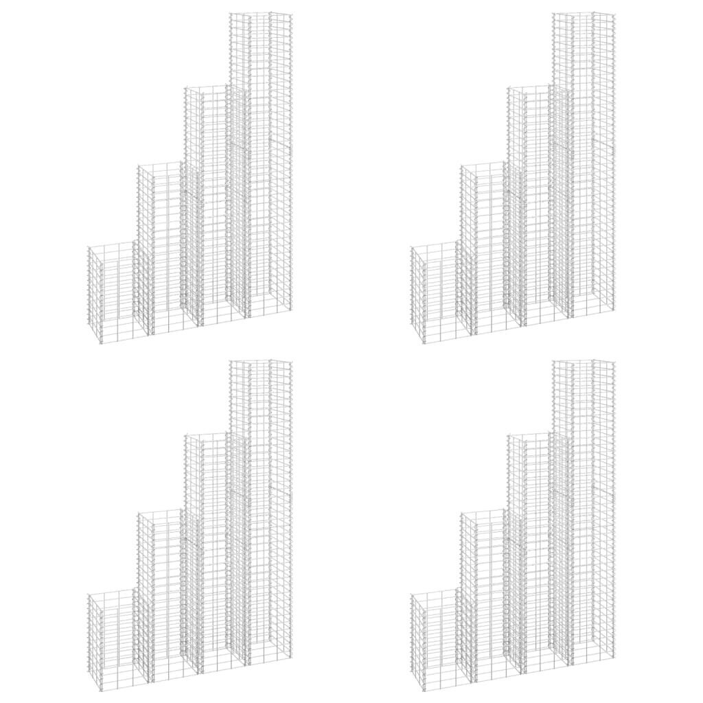 vidaXL gabioni/puķu kastes, 16 gab., 30x30x50/100/150/200 cm, dzelzs cena un informācija | Podi stādiem un pārstādīšanai | 220.lv