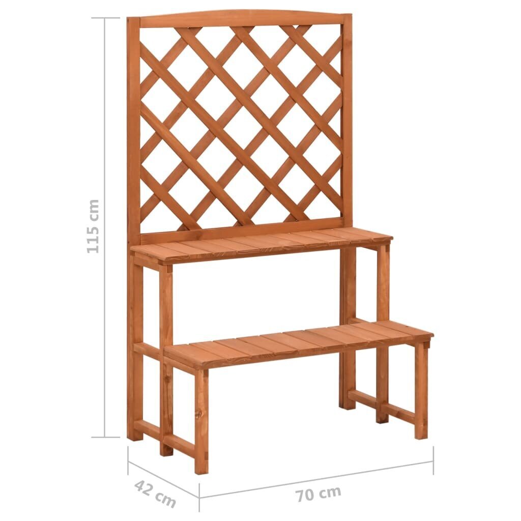 vidaXL augu plaukts ar špaleru, 70x42x115 cm, egles masīvkoks cena un informācija | Ziedu statīvi, puķu podu turētāji | 220.lv