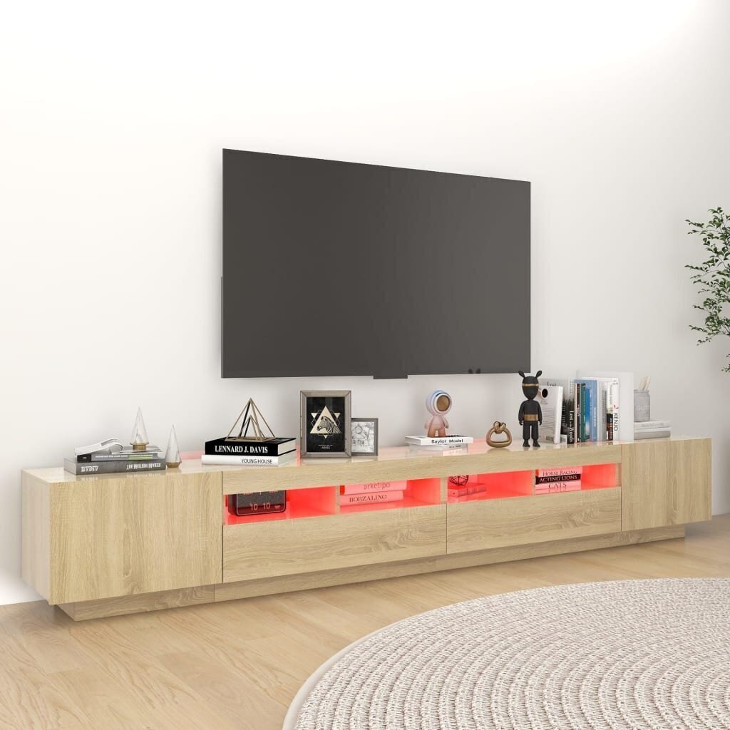 vidaXL TV skapītis ar LED lampiņām, 260x35x40 cm, ozolkoka krāsa cena un informācija | TV galdiņi | 220.lv