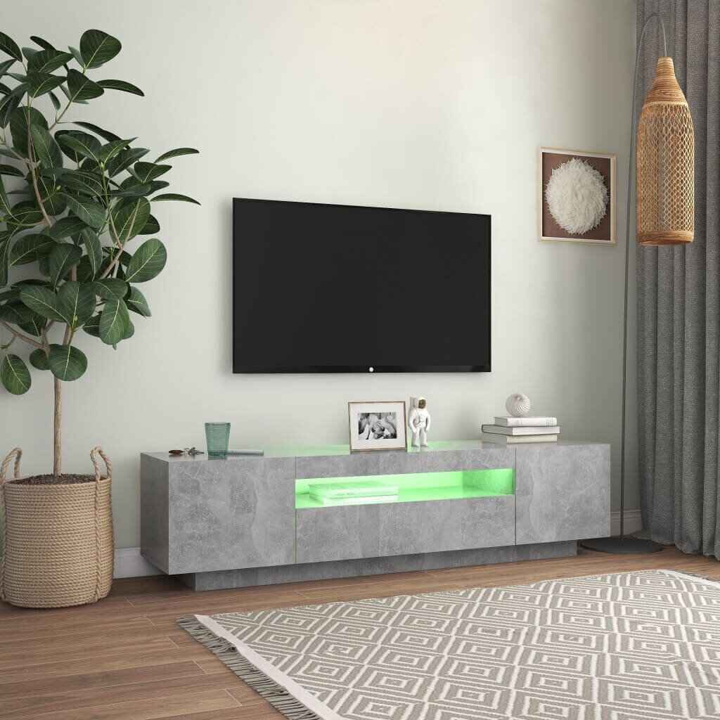 vidaXL TV skapītis ar LED lampiņām, 160x35x40 cm, betona pelēks цена и информация | TV galdiņi | 220.lv