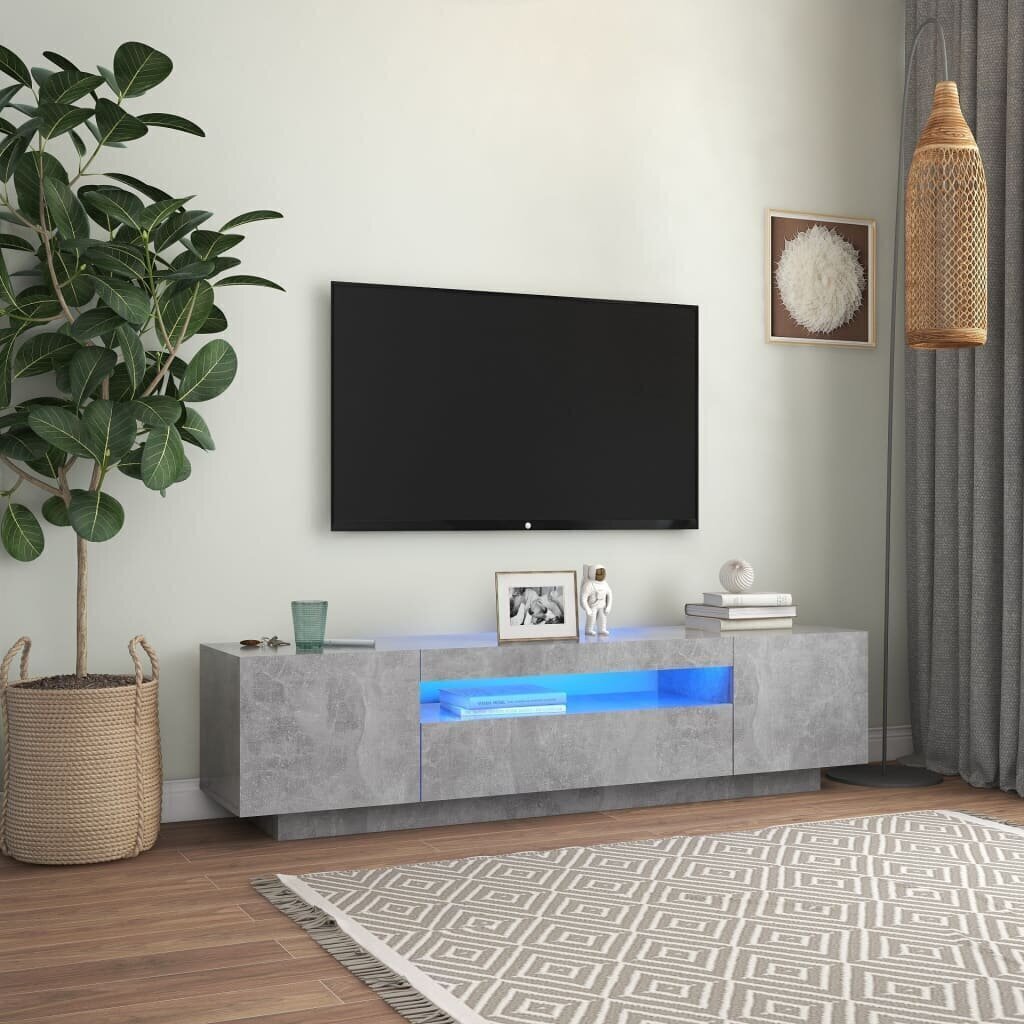 vidaXL TV skapītis ar LED lampiņām, 160x35x40 cm, betona pelēks цена и информация | TV galdiņi | 220.lv