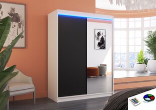Skapis ar LED apgaismojumu ADRK Furniture Jordi, balts/melns цена и информация | Шкафы | 220.lv