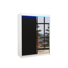 Skapis ar LED apgaismojumu ADRK Furniture Jordi, balts/melns cena un informācija | Skapji | 220.lv