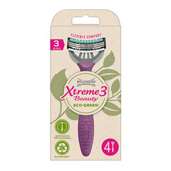 Wilkinson Sword Xtreme3 ​​Beauty ECO Green (4 pcs) - Disposable razor for women цена и информация | Косметика и средства для бритья | 220.lv