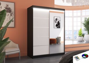 Skapis ar LED apgaismojumu ADRK Furniture Limbo, melns/balts cena un informācija | Skapji | 220.lv