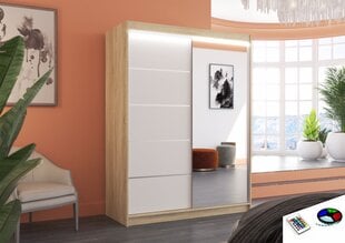 Skapis ar LED apgaismojumu ADRK Furniture Limbo, ozola krāsas/balts цена и информация | Шкафы | 220.lv