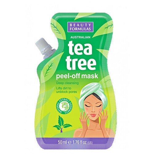 Pīlinga sejas maska poru dziļai tīrīšanai Beauty Formulas Tea Tree (Peel-off Mask) 50 ml cena un informācija | Sejas maskas, acu maskas | 220.lv