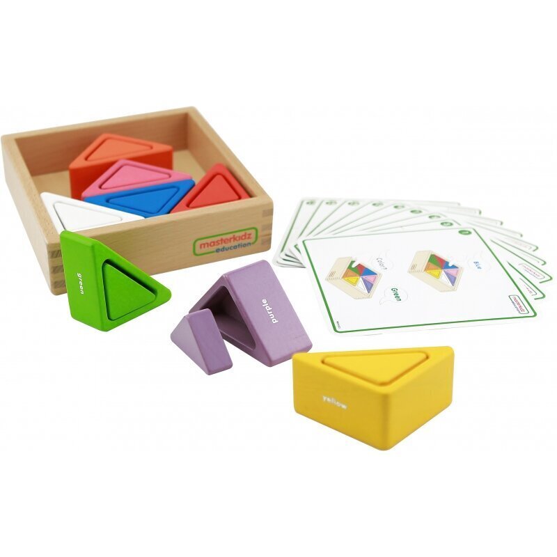 Masterkidz koka spēle, krāsaini klucīši, trīsstūri cena un informācija | Attīstošās rotaļlietas | 220.lv