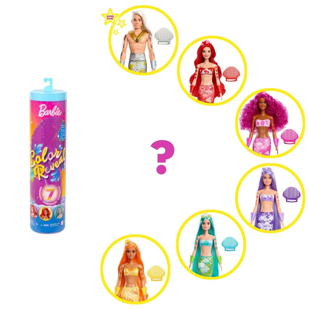 Lelle Barbie Color Reveal Rainbow Mermaids цена и информация | Rotaļlietas meitenēm | 220.lv