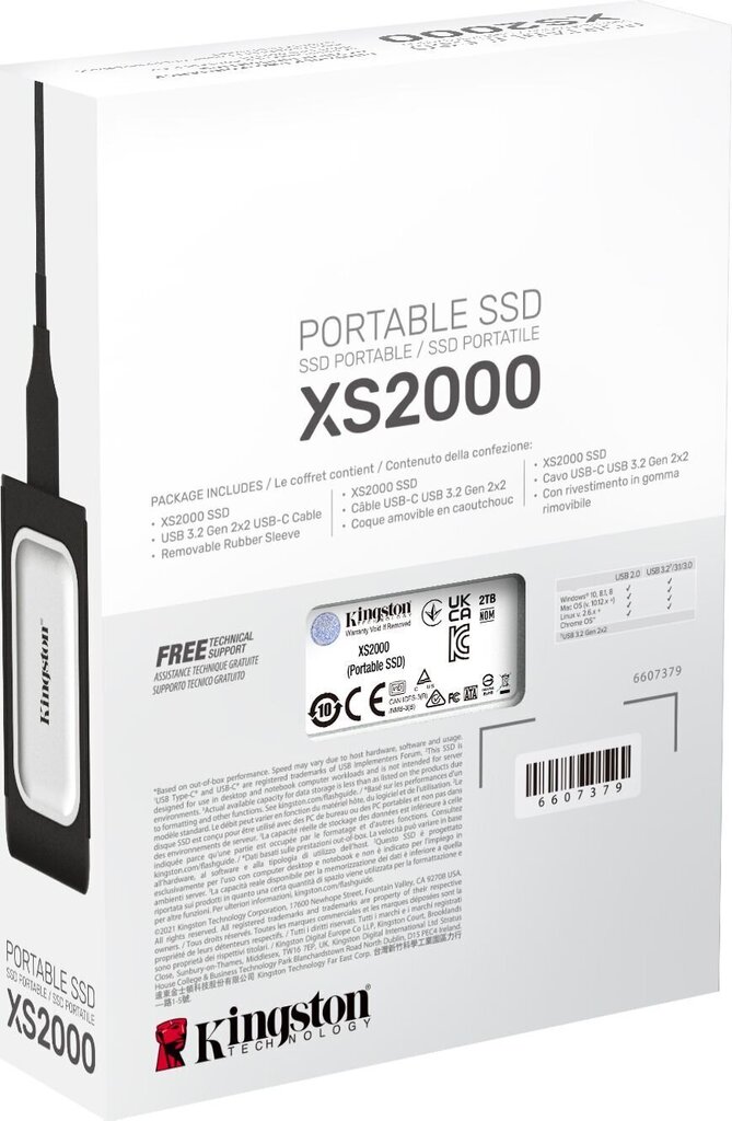 External SSD|KINGSTON|2TB|USB 3.2|Write speed 2000 MBytes/sec|Read speed 2000 MBytes/sec|SXS2000/2000G cena un informācija | Iekšējie cietie diski (HDD, SSD, Hybrid) | 220.lv