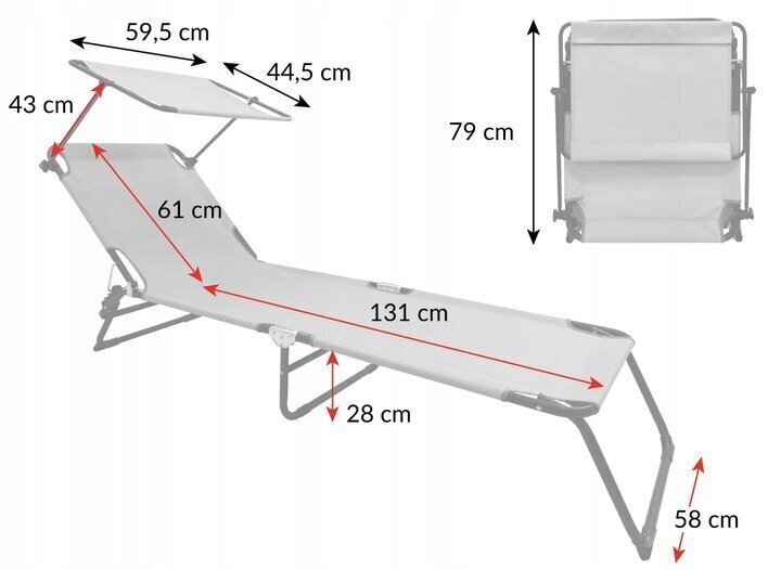 Saliekamais zvilnis ar jumtu Relax, tumši pelēks cena un informācija | Sauļošanās krēsli | 220.lv