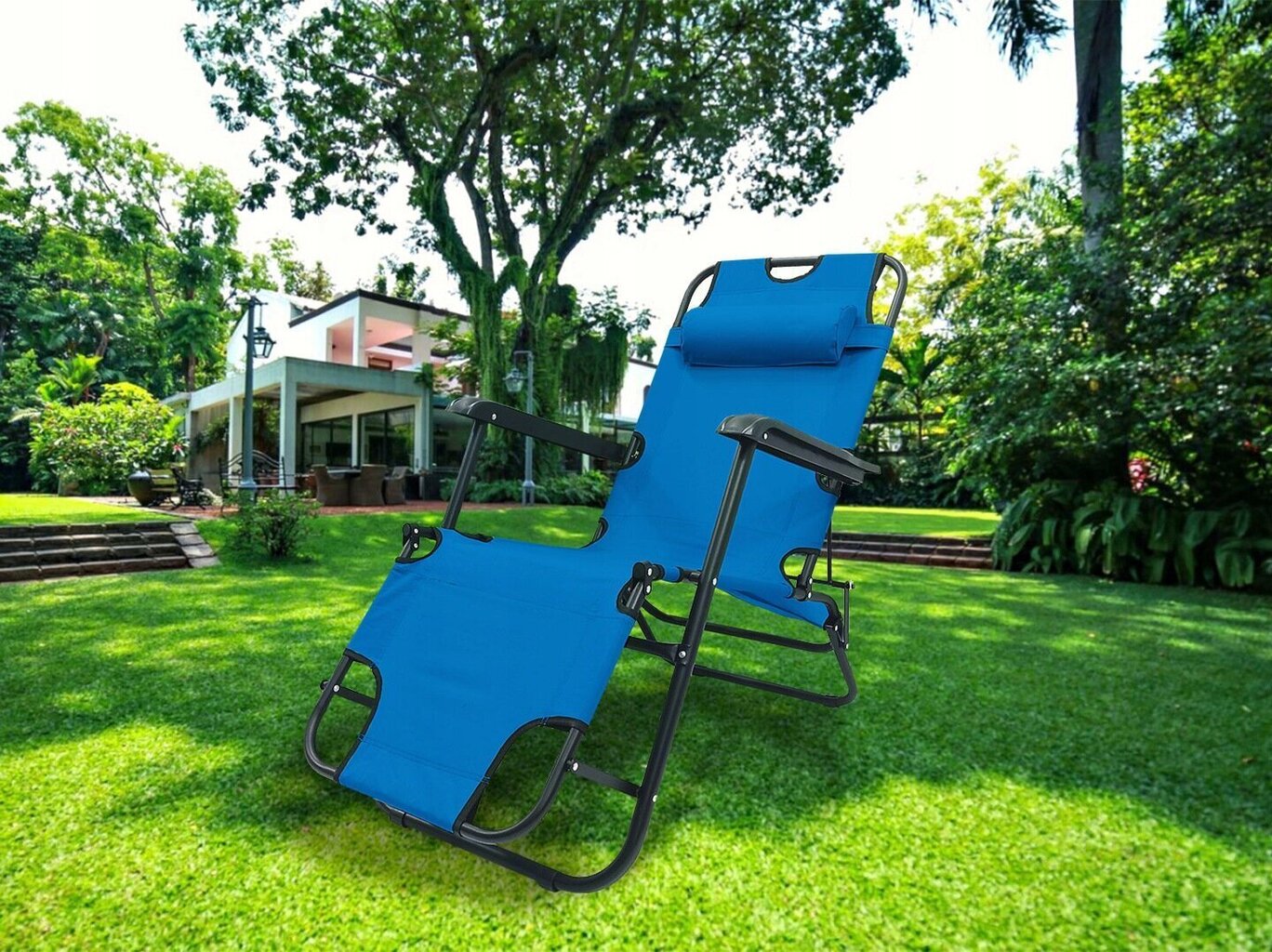 Saliekamais zvilnis Riviera, zils cena un informācija | Sauļošanās krēsli | 220.lv