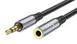 Hoco UPA20 Aux Audio vads 3.5 mm (M) -> 3.5 mm (F) 1m Melns cena un informācija | Kabeļi un vadi | 220.lv