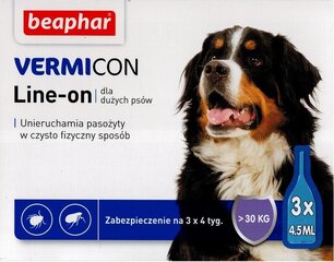 Pilieni no parazītiem suņiem Beaphar Vermicon Dog L, >30 kg, 3x4.5 ml cena un informācija | Vitamīni, uztura bagātinātāji, pretparazītu līdzekļi suņiem | 220.lv