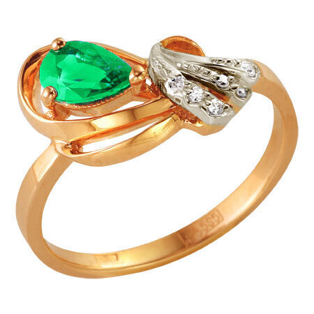 Zelta gredzens ar briljantu un smaragdu 09SC5000649 09SC5000649 cena un informācija | Gredzeni | 220.lv