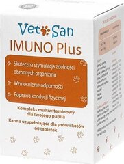 Vitamīnu komplekss suņiem un kaķiem Vetosan IMUNO Plus, 60 tabletes cena un informācija | Vitamīni, uztura bagātinātāji, pretparazītu līdzekļi suņiem | 220.lv