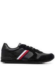 TOMMY HILFIGER vīriešu melni ādas ikdienas apavi ICONIC RUNNER SHOES цена и информация | Мужские ботинки | 220.lv