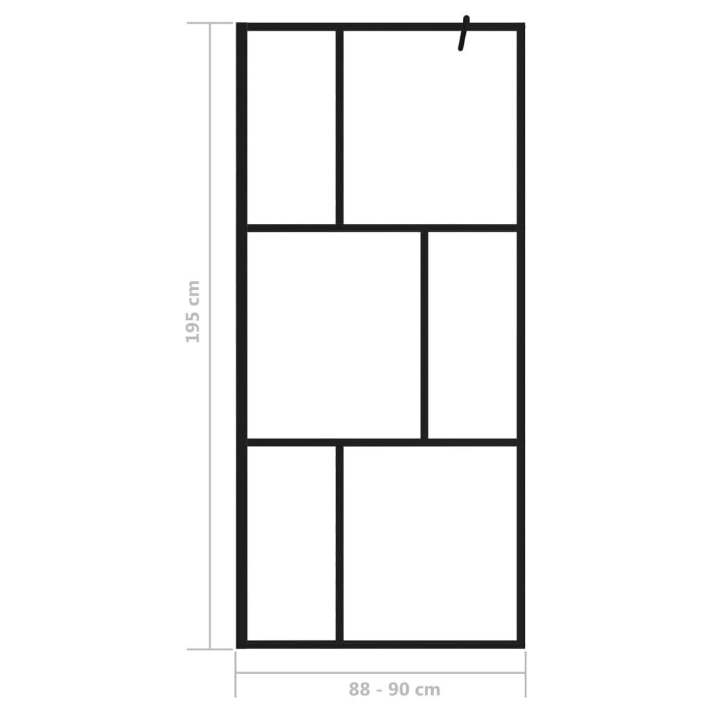 Dušas siena ar rūdītu stiklu, melna, 90x195cm cena un informācija | Dušas durvis, dušas sienas | 220.lv