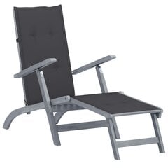 vidaXL atpūtas krēsls ar kāju balstu un matraci, akācijas masīvkoks cena un informācija | Dārza krēsli | 220.lv