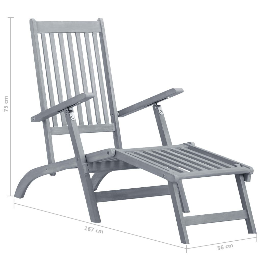 vidaXL atpūtas krēsls ar kāju balstu un matraci, akācijas masīvkoks cena un informācija | Dārza krēsli | 220.lv