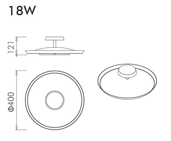 Griestu lampa JING 18W, Ø400mm, 3000K cena un informācija | Griestu lampas | 220.lv