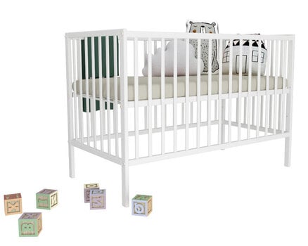 Bērnu gultiņa Bobas Magda, 120x60 cm, balta cena un informācija | Zīdaiņu gultas | 220.lv