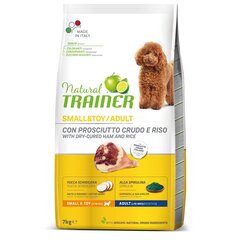 NATURAL TRAINER SMALL&TOY ADULT HAM AND RICE - SAUSĀ BARĪBA AR ŽĀVĒTU ŠĶIŅĶI MAZO UN ĻOTI MAZO ŠĶIRŅU PIEAUGUŠIEM SUŅIEM 7 KG cena un informācija | Trainer Natural Zoo preces | 220.lv