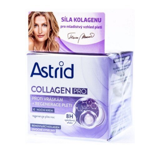 Nakts pretgrumbu sejas ādas krēms Astrid Night Anti-Wrinkle Collagen Pro 50 ml цена и информация | Sejas krēmi | 220.lv