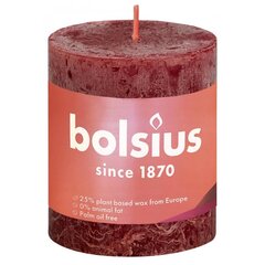 Bolsius cilindriskas sveces Shine, 6 gab., 80x68 mm, samta sarkanas cena un informācija | Sveces un svečturi | 220.lv