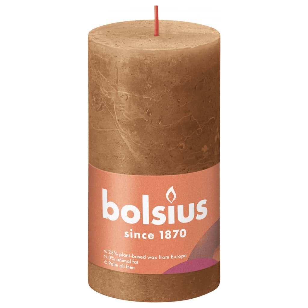 Bolsius cilindriskas sveces Shine, 6 gab., 130x68 mm, brūnas цена и информация | Sveces un svečturi | 220.lv