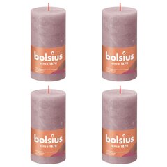 Bolsius cilindriskas sveces Shine, 6 gab., 130x68 mm, pelnu rozā cena un informācija | Sveces un svečturi | 220.lv