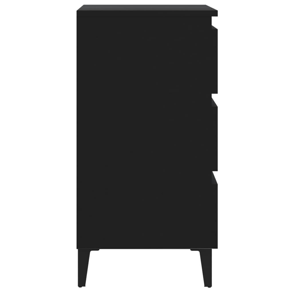 vidaXL naktsskapītis ar metāla kājām, melns, 40x35x69 cm cena un informācija | Naktsskapīši | 220.lv