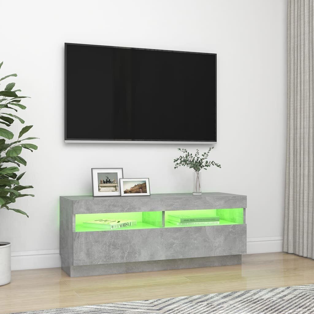 vidaXL TV galdiņš ar LED lampiņām, 100x35x40 cm, betona pelēks cena un informācija | TV galdiņi | 220.lv