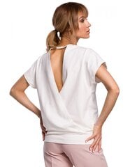 Блузка с короткими рукавами и складкой сзади M498, экрю цена и информация | Женские блузки, рубашки | 220.lv