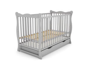 Bērnu gultiņa ar atvilktni Bobas Julia, 120x60 cm, pelēka cena un informācija | Zīdaiņu gultas | 220.lv