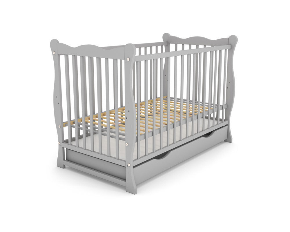 Bērnu gultiņa ar atvilktni Bobas Julia, 120x60 cm, pelēka цена и информация | Zīdaiņu gultas | 220.lv