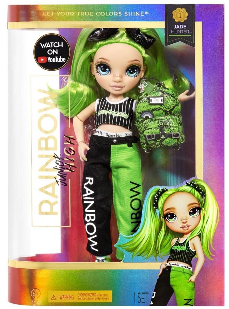 Lelle Rainbow High Junior High Fashion Doll - Jade Hunter (Green) (22 cm) cena un informācija | Rotaļlietas meitenēm | 220.lv