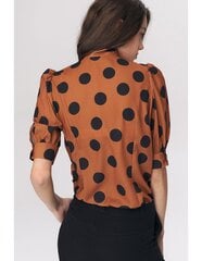 Коричневая блуза с окантовкой в ​​горошек на вырезе - B111 цена и информация | Женские блузки, рубашки | 220.lv