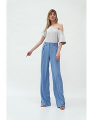 Синие брюки со складками палаццо цена и информация | Женские брюки  | 220.lv