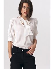 Элегантная блуза цвета экрю с завязками на декольте - B107 цена и информация | Женские блузки, рубашки | 220.lv