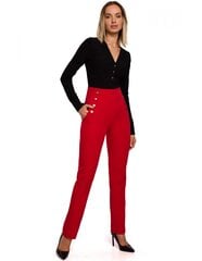 Женские брюки с завышенной талией и декоративными кнопками M530, красные  цена и информация | Брюки | 220.lv