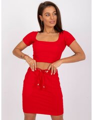 Sievietes sarkans vienkrāsains T-krekls cena un informācija | Blūzes, sieviešu krekli | 220.lv