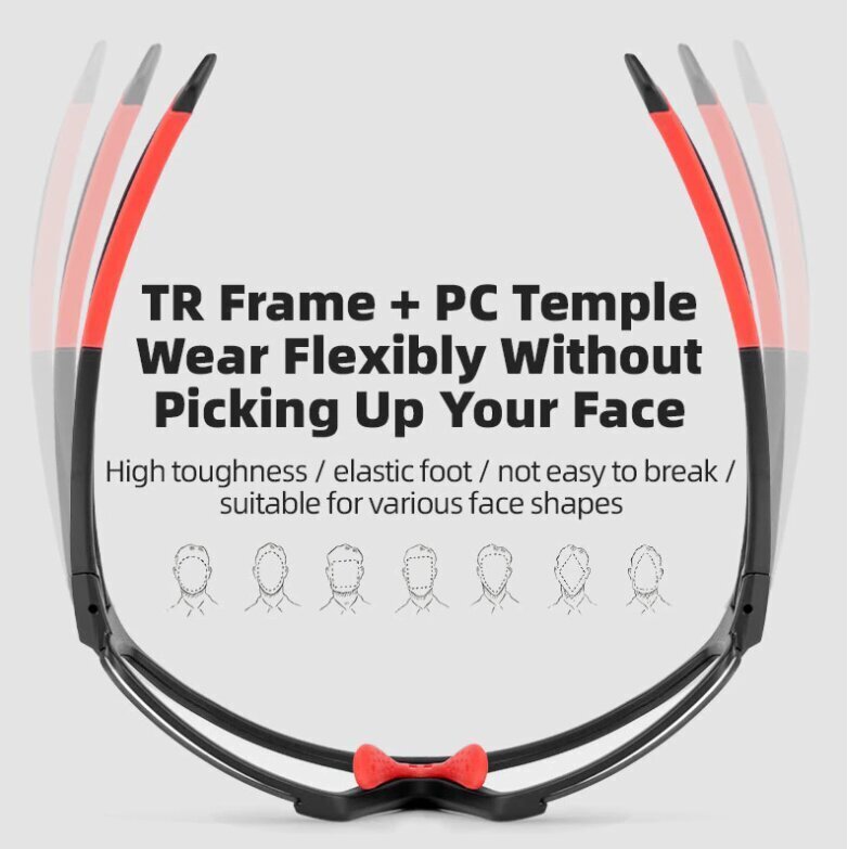ROCKBROS fotohromās riteņbraukšanas brilles ar papildu rāmi tuvredzības lēcu piestiprināšanai. cena un informācija | Sporta brilles | 220.lv