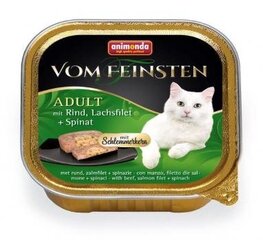Animonda Vom Feinsten Schlemmerkern konservi kaķiem ar liellopa gaļu, laša fileju un spinātiem, 100 g цена и информация | Консервы для котов | 220.lv