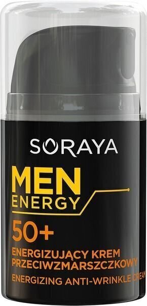 Pretgrumbu sejas krēms Soraya Men Energy, 50+, 50 ml cena un informācija | Sejas krēmi | 220.lv