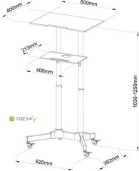 Универсальный стол для презентаций Techly, с колесиками, черный цена и информация | Охлаждающие подставки и другие принадлежности | 220.lv