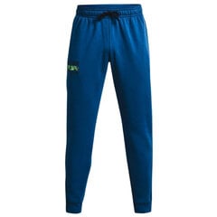 Sporta bikses vīriešiem Under Armour Rival Fleece Signature Joggers M 1366 366432, zilas cena un informācija | Sporta apģērbs vīriešiem | 220.lv