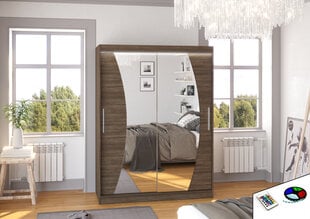 Skapis ar LED apgaismojumu ADRK Furniture Modesto, tumši brūns цена и информация | Шкафы | 220.lv